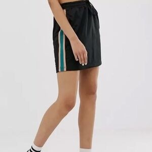Vans Black Skirt with Teal and Tan Stripes